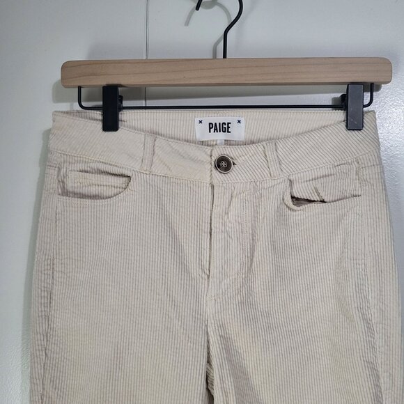PAIGE Womens SZ 25 Hoxton Ankle Corduroy Pants Cream - Picture 3 of 15